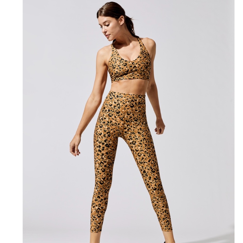 Carbon38 Leopard Print Leggings - Tan and Black